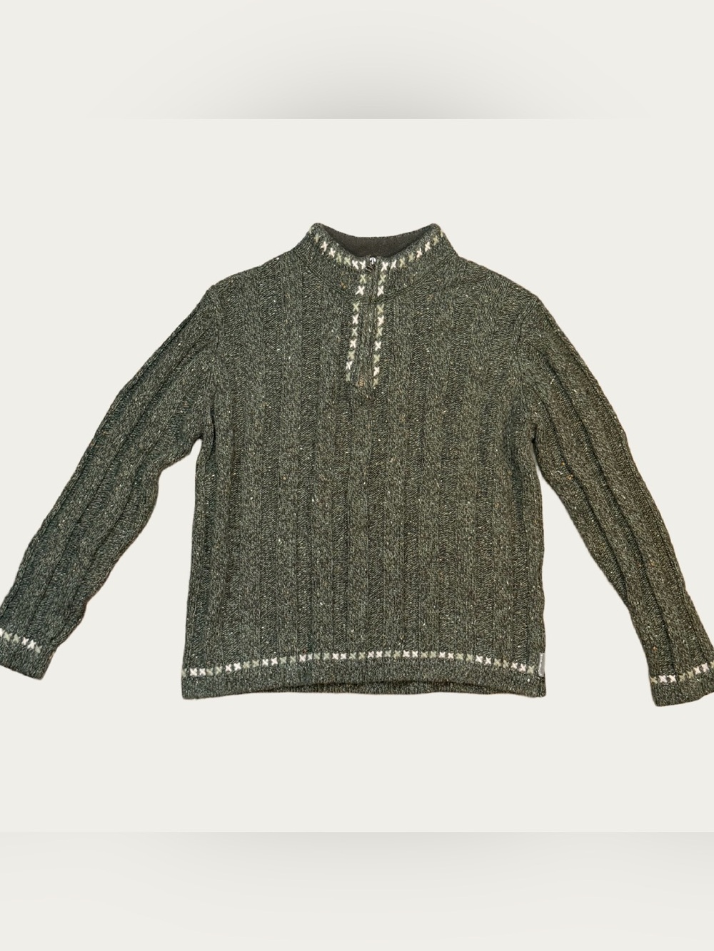Woolrich women's S Dark Loden Heather green lambs wool pullover 1/4 zip sweater